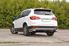 Защита заднего бампера двойная угловая 63/51 мм (НПС) HAVAL H6 2014-